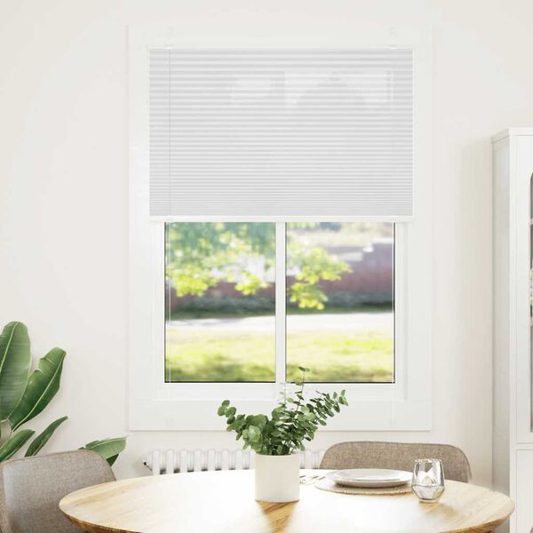 vidaXL Store pliss&eacute; blanc 85x100 cm largeur du tissu 84,4 cm polyester