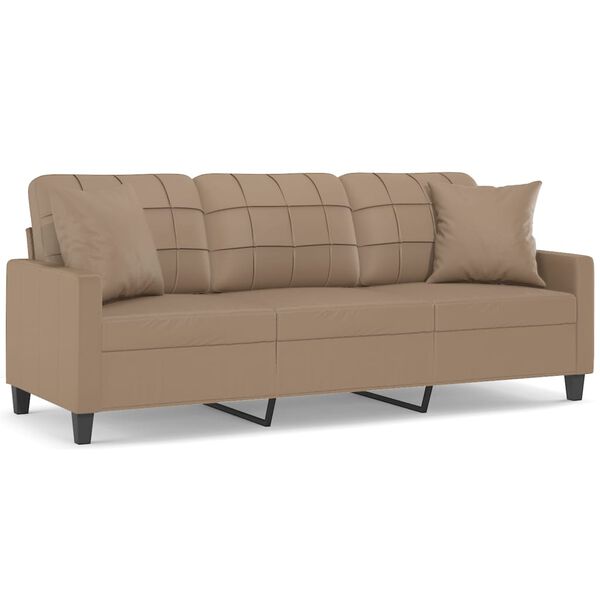 vidaXL Canap&eacute; 3 places avec oreillers cappuccino 180 cm similicuir