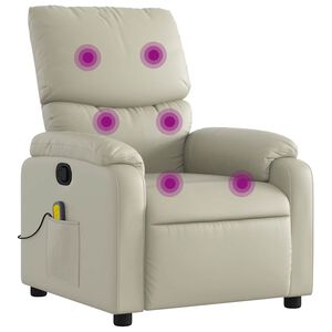 vidaXL Fauteuil de massage inclinable cr&egrave;me similicuir