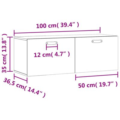 vidaXL Armoire murale blanc brillant 100x36,5x35 cm bois d'ingénierie