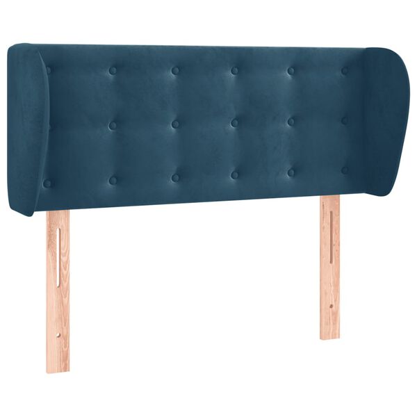 vidaXL T&ecirc;te de lit avec oreilles Bleu fonc&eacute; 103x23x78/88 cm Velours