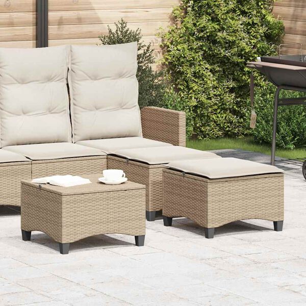 vidaXL Tabourets jardin coussins 2pcs beige 55x55x36 cm résine tressée