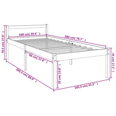 vidaXL Lit pour personne âgée blanc 100x200 cm bois de pin massif