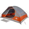 vidaXL Tente familiale &agrave; d&ocirc;me 6 personnes gris et orange imperm&eacute;able