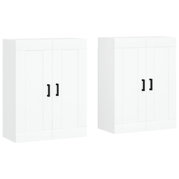 vidaXL Armoires murales 2 pcs blanc bois d'ing&eacute;nierie