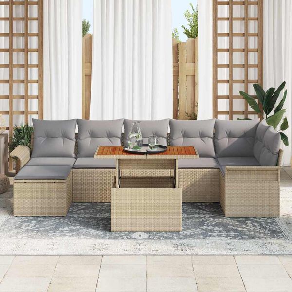 vidaXL Ensemble de canap&eacute; de jardin 8 pcs beige et gris clair