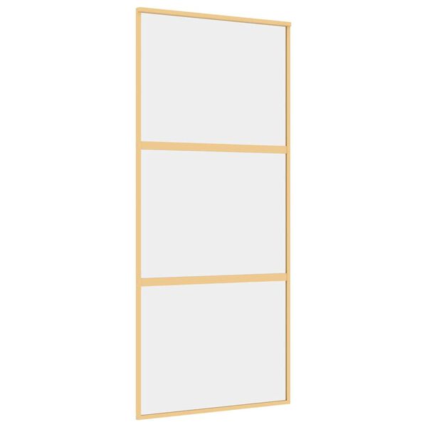 vidaXL Porte coulissante doré 90x205 cm verre ESG clair et aluminium