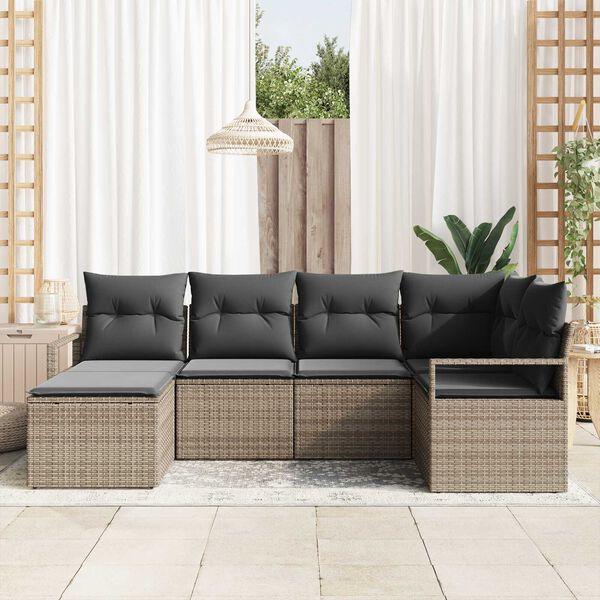 vidaXL Ensemble de Canap&eacute;s avec coussin 6 pcs Gris polyrotin
