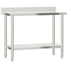 vidaXL Table de travail de cuisine avec dosseret 110x55x93 cm inox