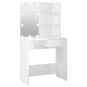 vidaXL Coiffeuse avec LED Blanc brillant 74,5x40x141 cm