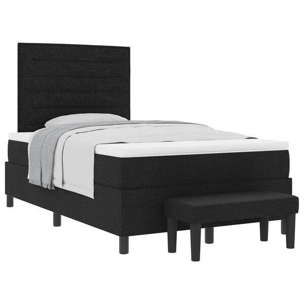 vidaXL Lit &agrave; ressorts avec matelas Noir 120 x 200 cm tissu