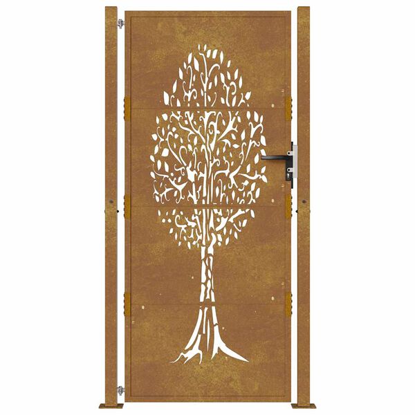 vidaXL Portail de jardin 100x200 cm en acier Corten motif arbre