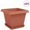 vidaXL Pots de plantes 24 pc Rouge brique Plastique