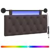 vidaXL T&ecirc;te de lit suspendue Avec lumi&egrave;re LED Marron fonc&eacute; Tissu
