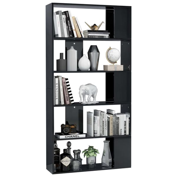 vidaXL Biblioth&egrave;que/S&eacute;parateur de pi&egrave;ce Noir brillant 80x24x159 cm