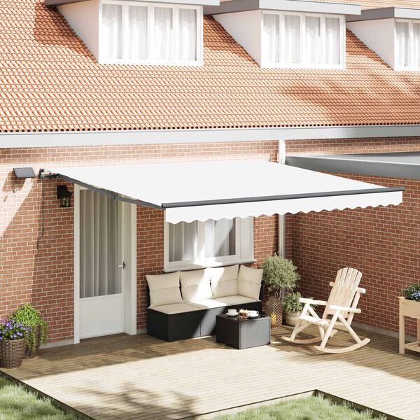 vidaXL Auvent R&eacute;tractable Blanc 400 &times;350 cm tissu