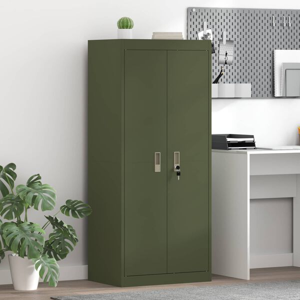 vidaXL Armoire de rangement Vert olive 60 x 40 x 140 cm Acier