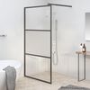 vidaXL Paroi de douche 115x195 cm Verre ESG demi-d&eacute;poli Noir