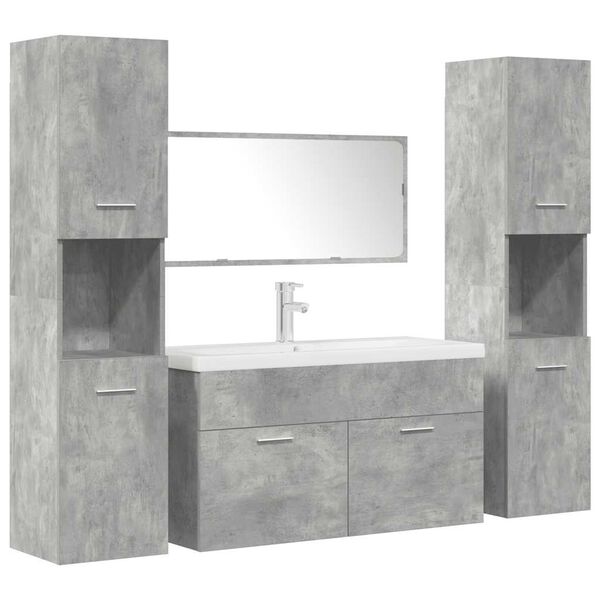 vidaXL Ensemble de meubles de salle de bain 5 pcs gris b&eacute;ton