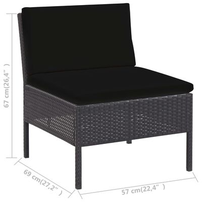 vidaXL Salon de jardin 5 pcs avec coussins Résine tressée Noir