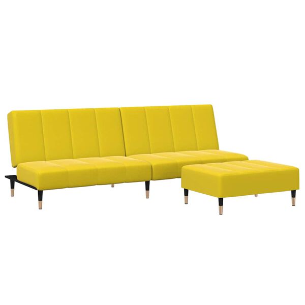 vidaXL Canap&eacute;-lit &agrave; 2 places avec repose-pied jaune velours