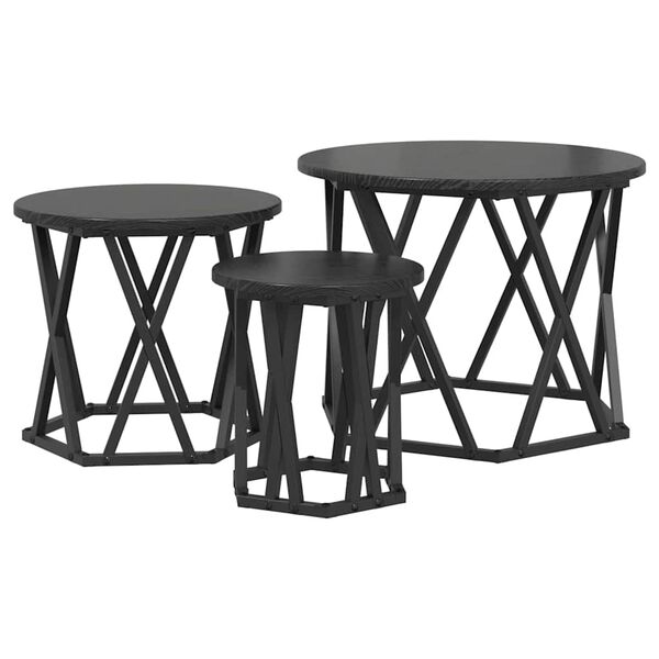 vidaXL Table d'appoint empilable 3 pcs Chêne noir