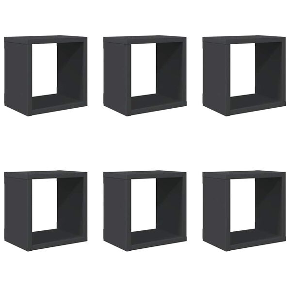 vidaXL &Eacute;tag&egrave;res cube murales 6 pcs gris 22x15x22 cm
