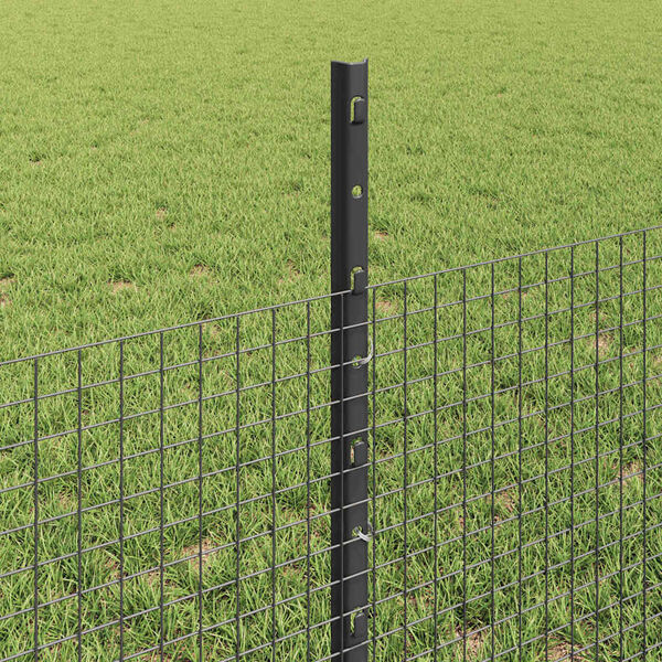 vidaXL Cl&ocirc;ture avec poteau Gris 0,5 x 100 m Acier et PVC