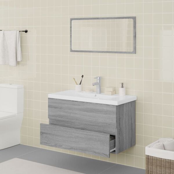 vidaXL Meubles de salle de bain Sonoma gris Bois d'ing&eacute;nierie