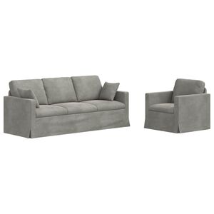 vidaXL Ensemble de Canap&eacute;s 2 pc Gris clair Velours