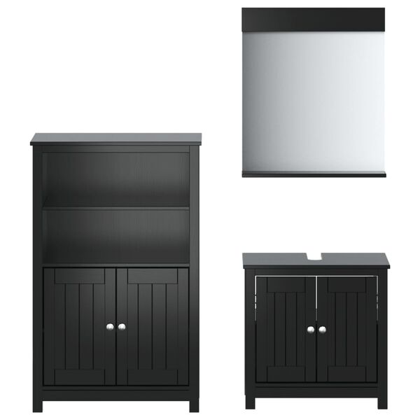 vidaXL Meubles de salle de bain 3 pcs BERG noir bois de pin massif