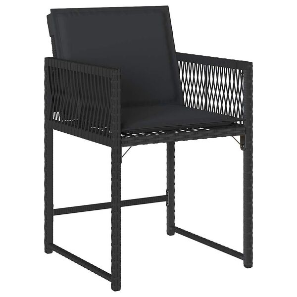 vidaXL Chaises de jardin lot de 4 avec coussins noir r&eacute;sine tress&eacute;e