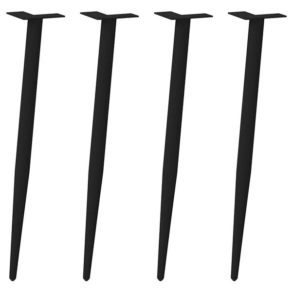 vidaXL Pieds de table console coniques 4 pi&egrave;ces Noir 72-73 cm Acier