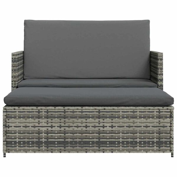 vidaXL Salon de jardin 2 pcs avec coussins Résine tressée Gris