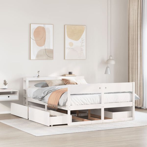 vidaXL Cadre de lit sans matelas blanc 160x200 cm bois de pin massif