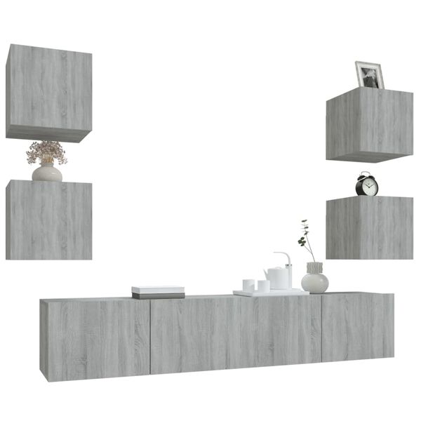vidaXL Ensemble de meubles TV 6 pcs Sonoma gris Bois d'ing&eacute;nierie