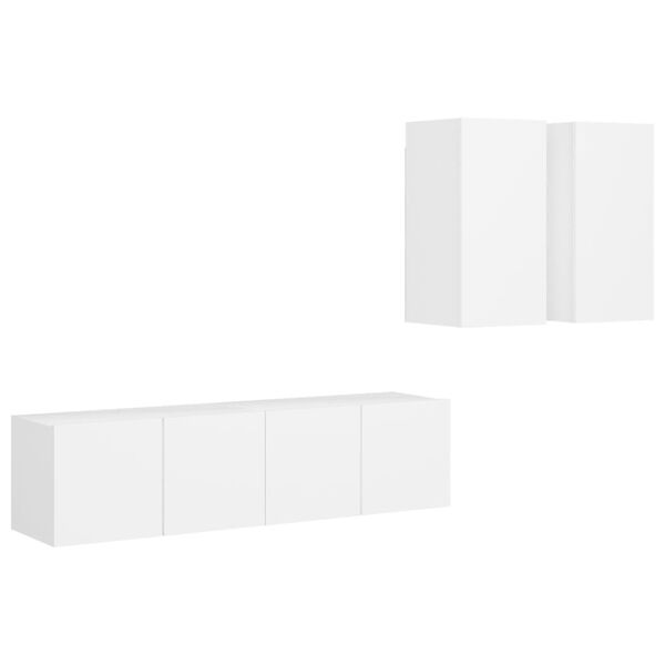 vidaXL Ensemble de meubles TV 4 pcs Blanc Bois d'ing&eacute;nierie
