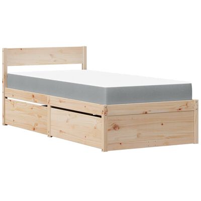 vidaXL Lit avec tiroirs et matelas 90x190 cm bois massif de pin