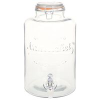 vidaXL Distributeur d'eau XXL avec robinet Transparent 8 L Verre