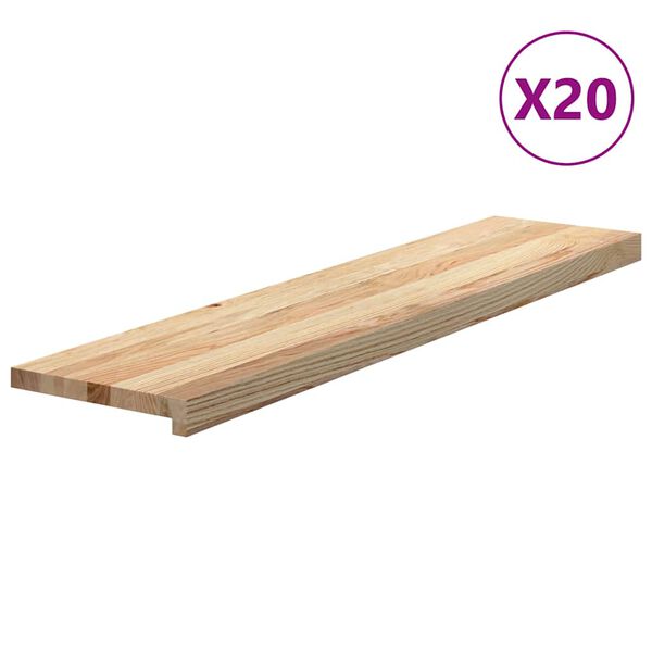 vidaXL Marches d'escalier 20 pcs non trait&eacute; bois de ch&ecirc;ne massif