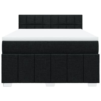 vidaXL Sommier à lattes de lit avec matelas Noir 140x200 cm Tissu