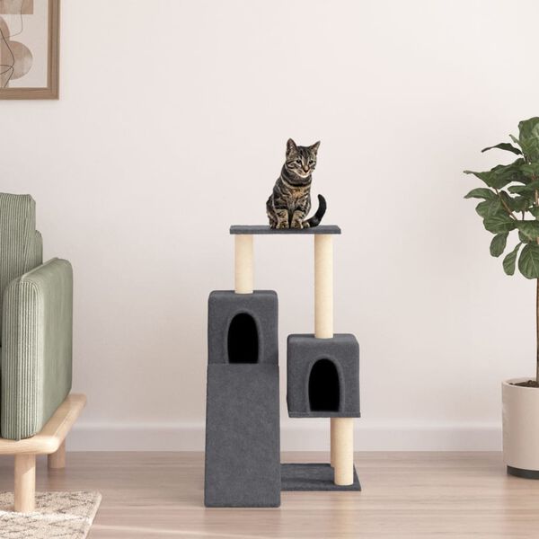 vidaXL Arbre &agrave; chat avec griffoirs en sisal Gris fonc&eacute; 82 cm