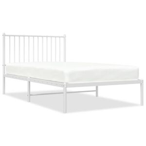 vidaXL Cadre de lit m&eacute;tal sans matelas et t&ecirc;te de lit blanc 100x190 cm