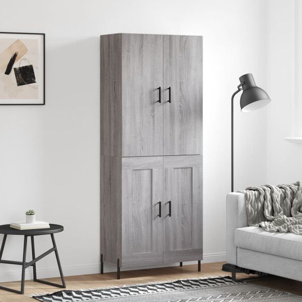 vidaXL Buffet haut Sonoma gris 69,5x34x180 cm Bois d'ing&eacute;nierie