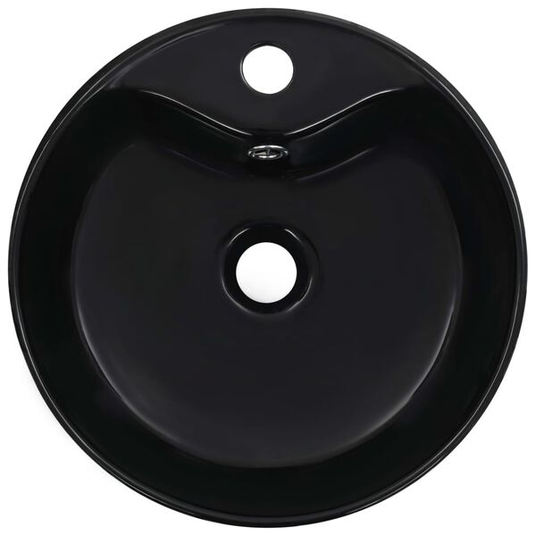 vidaXL Lavabo avec trop-plein 36x13 cm Céramique Noir