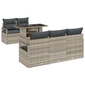vidaXL Ensemble de canap&eacute; de jardin 6 pcs Gris clair polyrotin