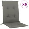 vidaXL Coussins de chaise &agrave; dossier bas lot de 6 gris fonc&eacute; m&eacute;lang&eacute;