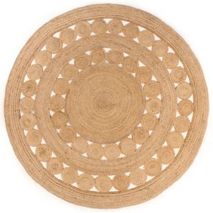 vidaXL Tapis Design tress&eacute; Jute 210 cm Rond