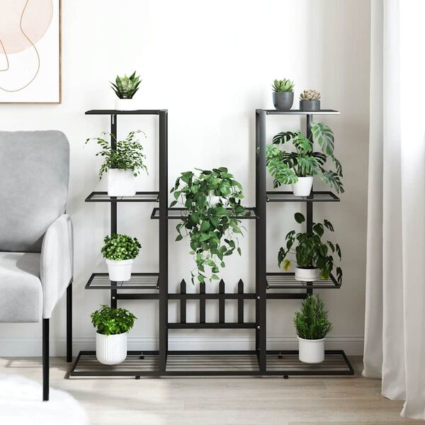 vidaXL Support &agrave; plantes 94,5x25x89 cm Noir Fer