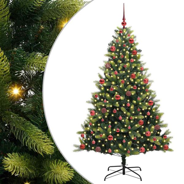 vidaXL Arbre de No&euml;l artificiel en silicone flexible 300 LEDs 180 cm